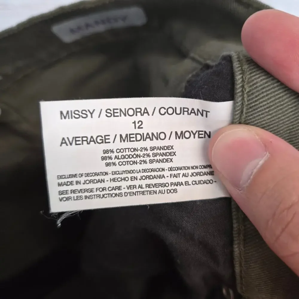 GLO Womens Military Green Mandy Jeans 12 Neutral Earthy Minimalist Basic Casual
